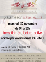 Formation en culture active animée par Vololomiarana Ratrimo‍ au Mille feuilles Librairie Café Behoririka‍