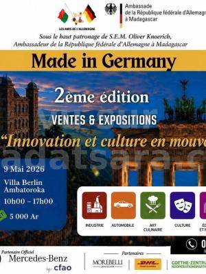 Made in Germany 2ème édition vente et Exposition Innovation et culture en mouvement Villa Berlin Ambatoroka