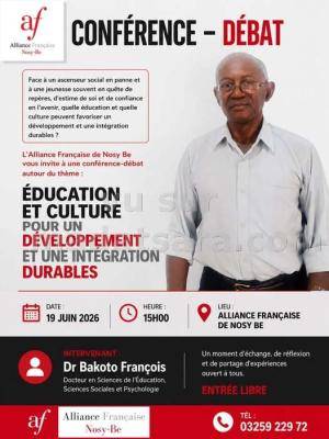 Conférence débat - Education et culture pour un développement et une intégration durables - AF - Alliance Française Hell Ville (Nosy-Be)