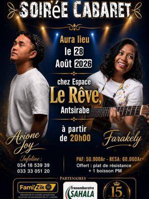 Soirée Cabaret avec Arione Joy & Fara kely Le Rêve Antsirabe