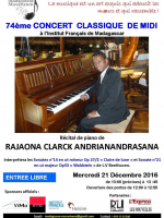 74ème concert classique de Midi - IFM - Institut Français de Madagascar‍ récital piano de Rajaona Clark Andrianandrasana