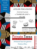 Atelier percussions animé par le groupe Tambour gasy au QG Fiadanana