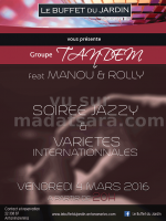 Groupe Tandem feat Manou & Rolly soirée Jazzy & variétés internationales au Buffet du jardin