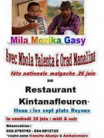 Mila Mozika Gasy avec Mbola Talenta et Orad Manalina Fête nationale Malgache au Restaurant Kintana Fleuron Ambatomaro