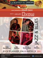 Oxow - Le Jeudi Jazz avec Andry Ramamonjisoa, Naly Rabarison, Thierry Razakamiaana et Eric Rakotoary au Buffet du Jardin