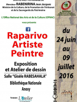 Raparivo artiste peintre - exposition et atelier de dessin Salle Gisèle Rabesahala Bibliothèque Nationale Anosy