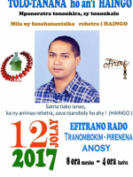 Tolo-tanana hoan'i Haingo - Bibliothèque Nationale Anosy‍