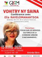 Vohitry ny saina - conference avec Elia Ravelomanantsoa - Espace Art Public (CRAAM) Ankatso
