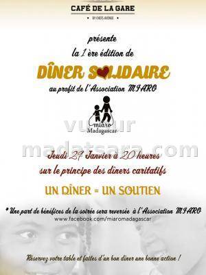 1ère édition de Dîner solidaire au profit de l'association Miaro au Café de la Gare