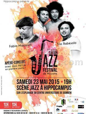 1ère édition Saison Jazz Festival de Mayotte avec Trio Rabesolo sur l'Esplanade du centre Universitaire de Dembeni