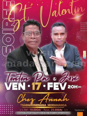 Diner/Soirée dansant(e) Saint Valentin José (Tarika Hasina) , Tonton Pa - Annah Moramanga