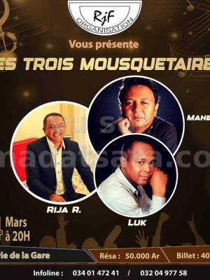 Les trois mousquetaires - Mahery , Rija ramanantoanina , Luk - Showcase - Brasserie de la Gare des Manguiers