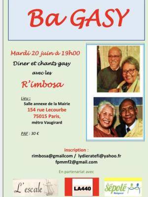 Concert Ba Gasy - R'Imbosa - Salle Annexe de la Mairie Paris 15è