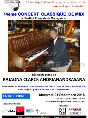 74ème concert classique de Midi - IFM - Institut Français de Madagascar‍ récital piano de Rajaona Clark Andrianandrasana