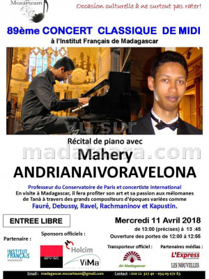 89ème concert classique de Midi - IFM - Institut Français de Madagascar‍ avec Mahery Andrianaivoravelona