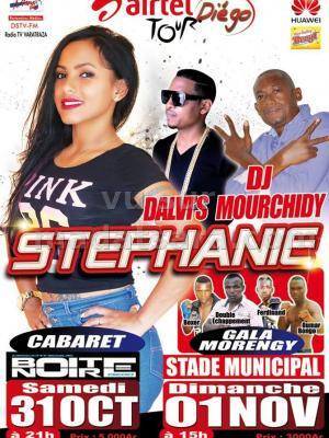 Airtel tour Diégo avec Stéphanie, D'alvis, D Mourchidy à la Boîte Noire et au stade municipal