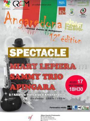 Angaredona 12è édition Spectacle Miary Lepiera, sammy Trio et Apingara à l'Alliance Française d'Antananarivo