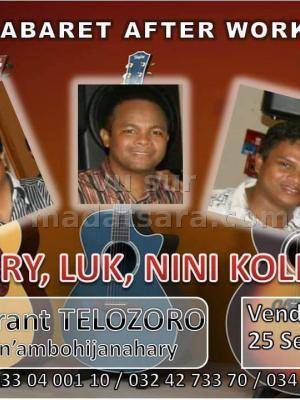 Cabaret after work avec Mahery, Luk et Nini Kolibera au restaurant Telozoro Andrefan'Ambohijanahary