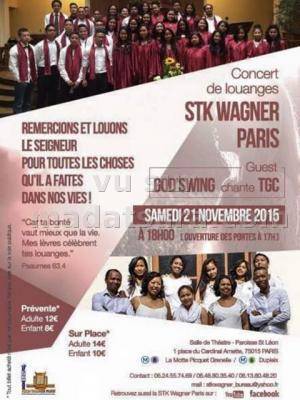 Concert de Louanges STK Wagner Paris avec God'Swing qui chante TGC - Salle de théâtre Paroisse St Léon