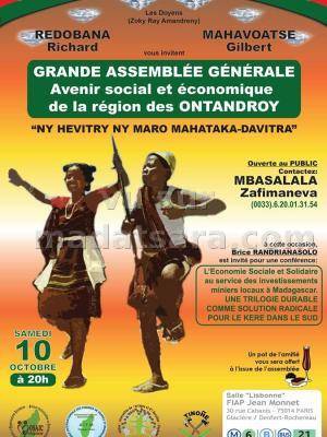 Grande assemblée générale avenir social et économique de la région des Antandroy au FIAP Jean Monnet