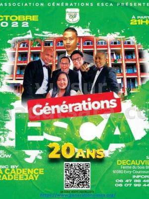 Generation Esca 20 ans Discothèque / Clubbing, Diner/Soirée dansant(e) Salle Decauville Evry-Courcouronnes