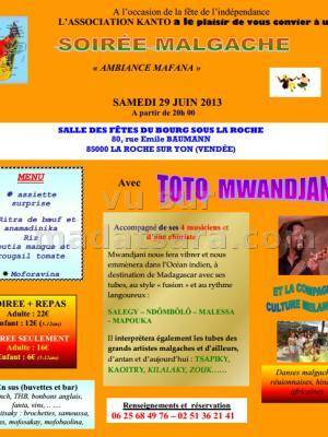 A l'occasion de lafête de l'indépendance, dîner spectacle dansant àla salle des fêtes du Bourg