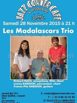 Les Madalascars trio (Richard Raux, Louisa Rabeson et Francis Pita Rabeson) au Jazz Corner Café