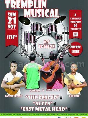 Tremplin musical 62è édition à l'Alliance Française de Tamatave avec The Reapear, Alyen et East meta Head