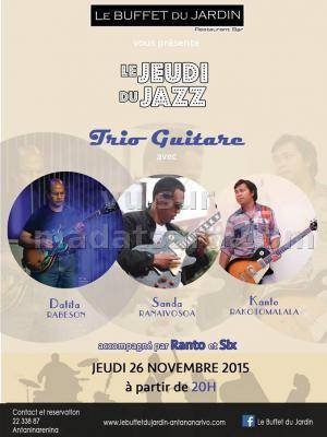 Trio guitare le jeudi du Jazz avec Datita Rabeson, Sanda Ranaivosoa et Kanto Rakotomalala au Buffet du jardin