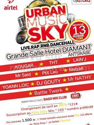 Urban Music SKY Live Rap, RNB, Dance hall à la Grande salle Hotel Diamant Antsirabe