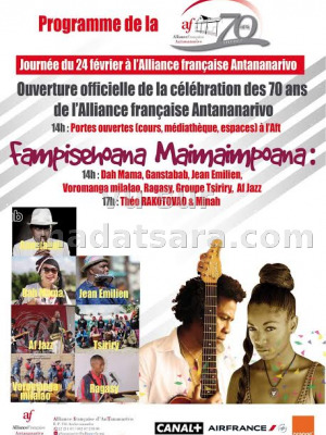 AFT - Alliance Française d'Antananarivo‍ 70 ans - fampisehoana maimaimpoana - Dah'Mama‍, Gangstabab‍, Jean emilien‍, AF Jazz‍, Tsiriry, Ragasy‍, Voromanga Milalao‍, Minah‍ & Theo Rakotovao‍