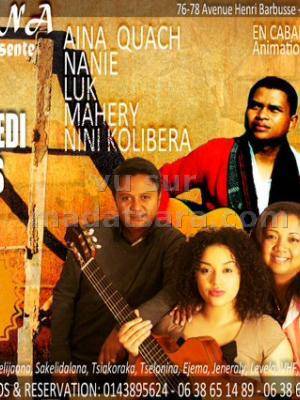 Aina Quach, Luk, Nanie, Mahery, Nini Kolibera en cabaret Acoustique au Mon Tana