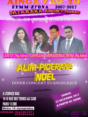 Alim-piderana Noël - diner concert évangélique - Salle MAS Paris‍