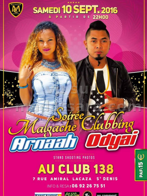 Arnaah & Odyai - soirée malgache clubbing au Club 138 St Denis