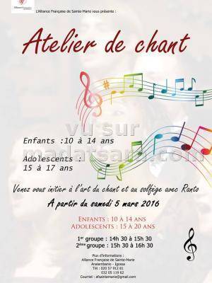 Atelier de chant our enfants et adolescents à l'Alliance Française de Sainte-Marie