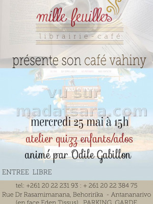 Atelier quizz enfants/ado animé par Odile Gabillon au Mille Feuilles Librairie-café