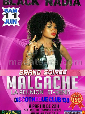 Black Nadia - grande soirée malgache au discothèque Club 138 La Réunion