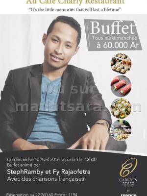 Buffet animé par StephRamby et Fy Rajaofetra avec des chansons françaises au Café Charly Restaurant