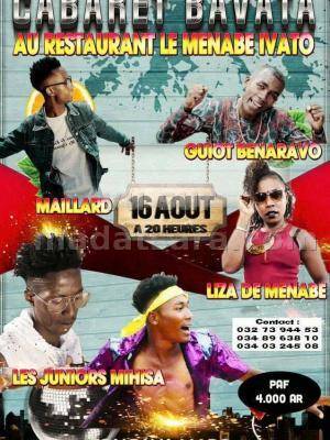 Cabaret bevata Restaurant Le Menabe Ivato Maillard, Liza De Menabe, Guiot Benaravo, Juniors Mihisa