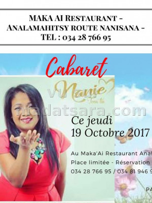 Cabaret Nanie‍ au Maka'Ai Restaurant Analamahitsy