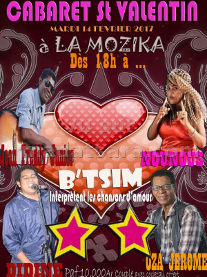 Cabaret saint-valentin à La Mozika Bar Karaoke Cabaret Pizzeria‍ avec Nounous‍, Oza jerome‍, Didine‍ & Jean Freddy Junior‍