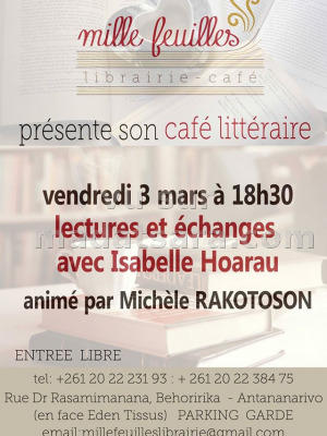 Café littéraire lectures et échanges avec Isabelle Hoarau animé par Michèle Rakotoson‍ - Mille feuilles Librairie Café Behoririka‍