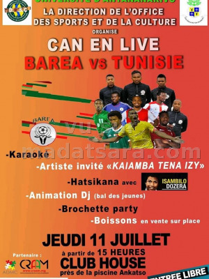 Can en live - Barea vs Tunisie - Club House Université d'Antananarivo‍