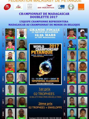 Championnat de Madagascar doublette 2017 - pétanque - CBT Mahamasina