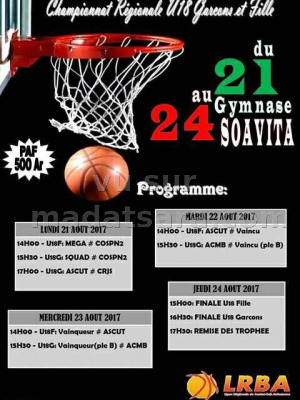 Championnat régional U18 garçons et fille - Gymnase Soavita Toamasina‍