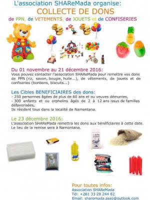 Collecte de dons de l'association SHAReMada