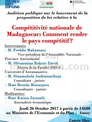 Compétitivité nationale de Madagascar: Comment rendre le pays compétitif? Ministère de l'économie et du Plan Anosy