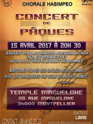 Concert de pâques - Chorale Hasimpeo‍ - Temple Maguelone Montpellier