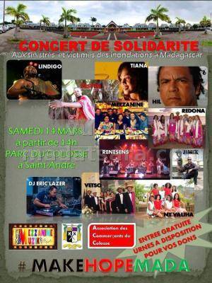 Concert de solidarité aux sinistrés et victimes d'innondations à Madagascar au Parc du Colosse Sa