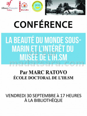 Conférence "La beauté du monde sous-marin et l'intérêt du musée de l'IH.SM" par Marc Ratovo - Alliance Fr